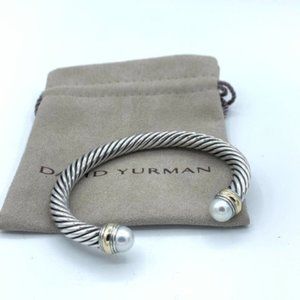 David Yurman 7mm Pearls & Gold Bracelet